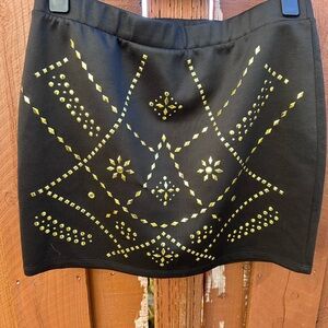 Forever 21 Black Skirt with Gold Geometric Design